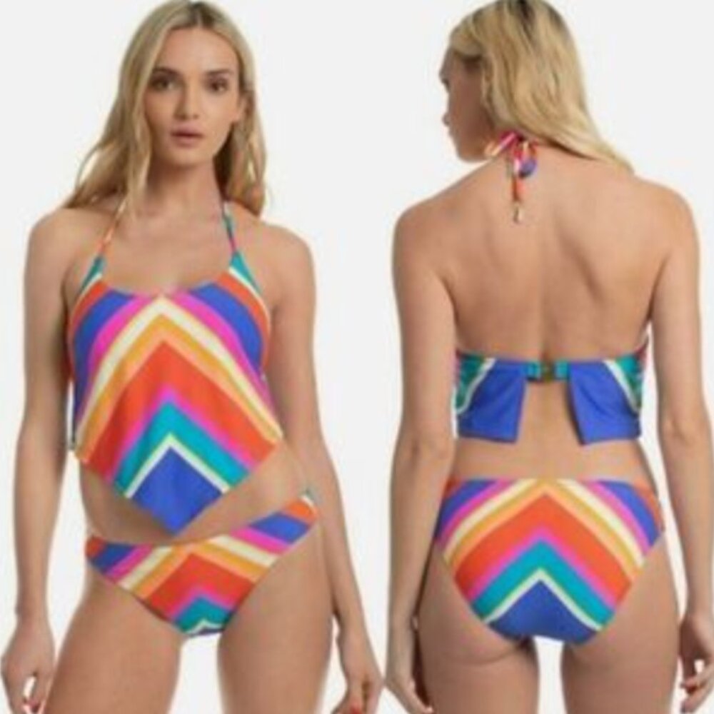 Trina Turk Sunset Chevron Handkerchief Tankini Top & Bottom Swimsuit Set size 12 - Picture 12 of 12